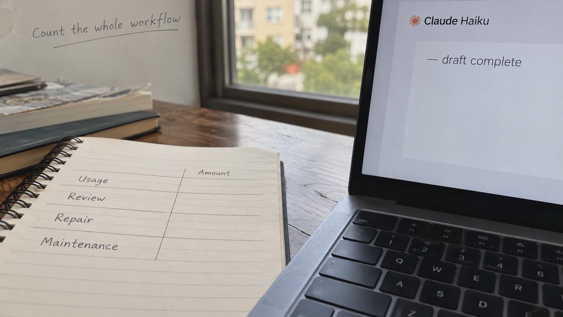 Count Review and Repair A workflow cost worksheet includes review and repair beside model usage.