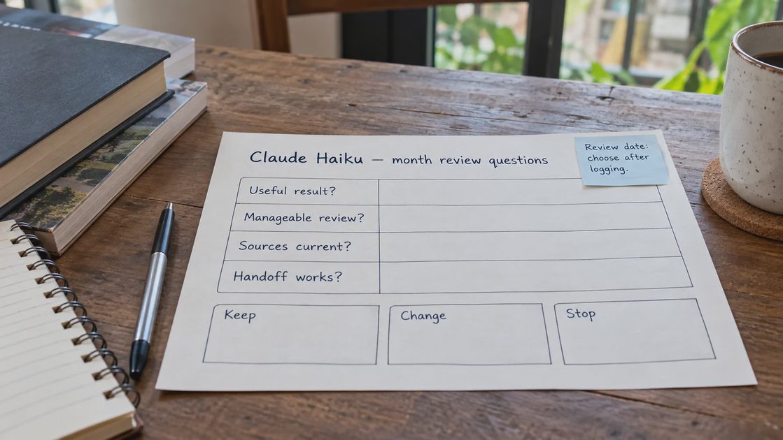 A review worksheet asks whether each workflow should be kept, changed, or stopped.