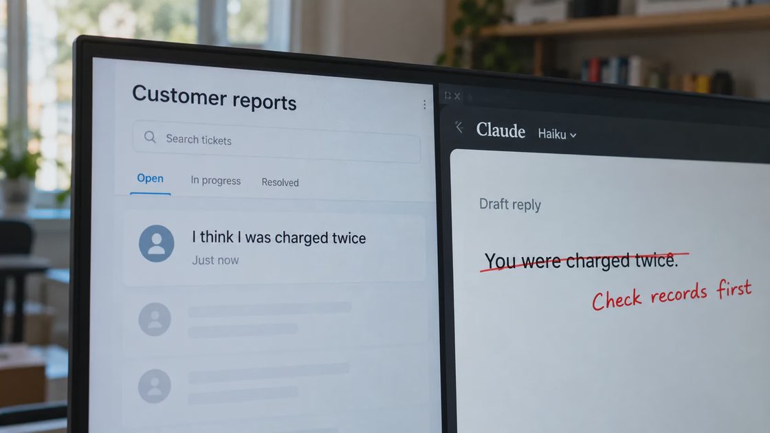A customer’s duplicate-charge report is distinguished from a verified account fact.