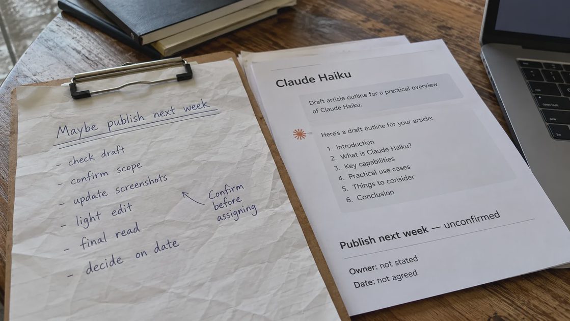 Meeting notes distinguish a suggestion from a confirmed assigned task.