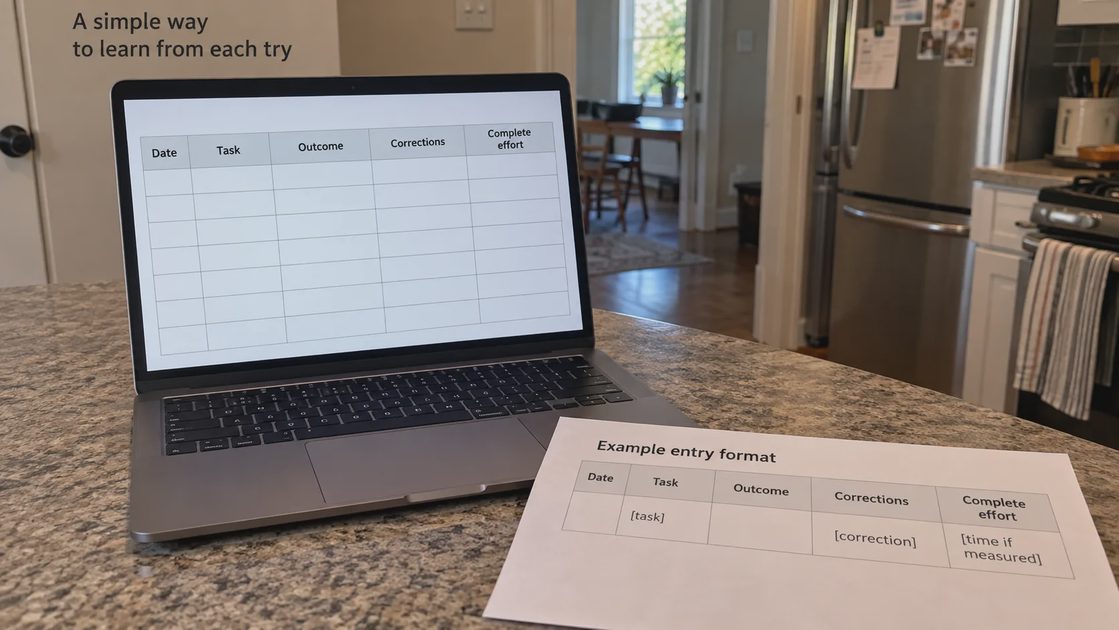 A blank Claude Haiku workflow log is prepared to record tasks, corrections, and complete effort.